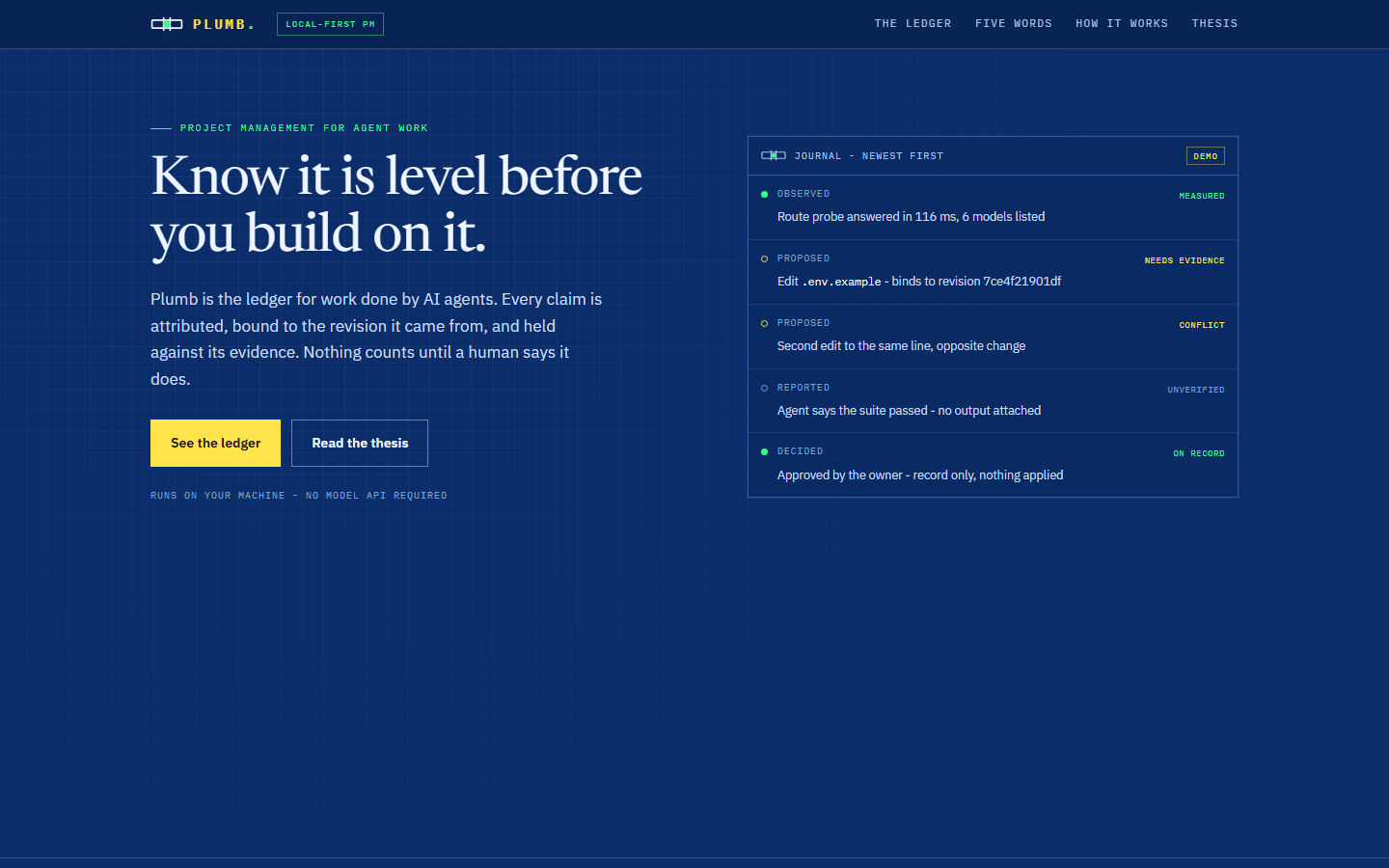 Plumb — project management automation with a human ledger